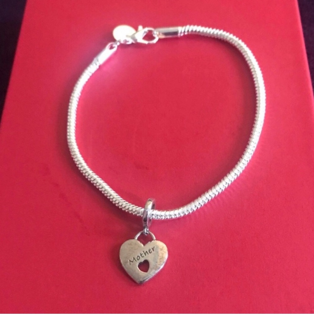 Sterling Silver 'Mother' Heart Charm Bracelet